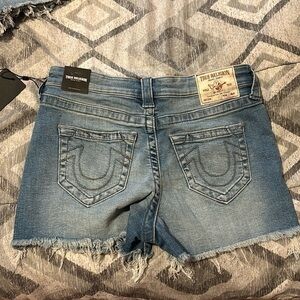 True Religion Maisie high rise denim short button closure denim blue